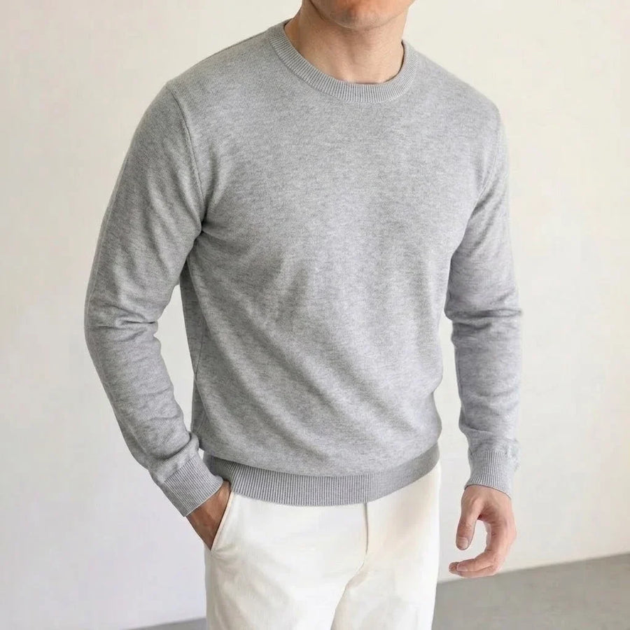 Heren pullover met ronde hals, lange mouwen, basic gebreide pullover
