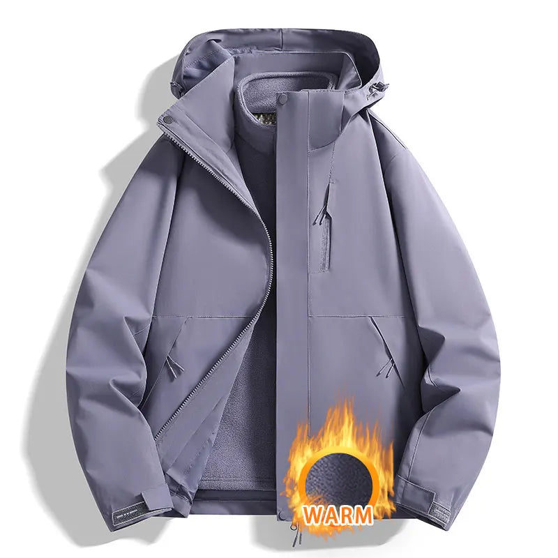 3-in-1 Jacke Unisex Wasserdicht Winddicht Winterjacke mit Fleece-Innenfutter Kapuze