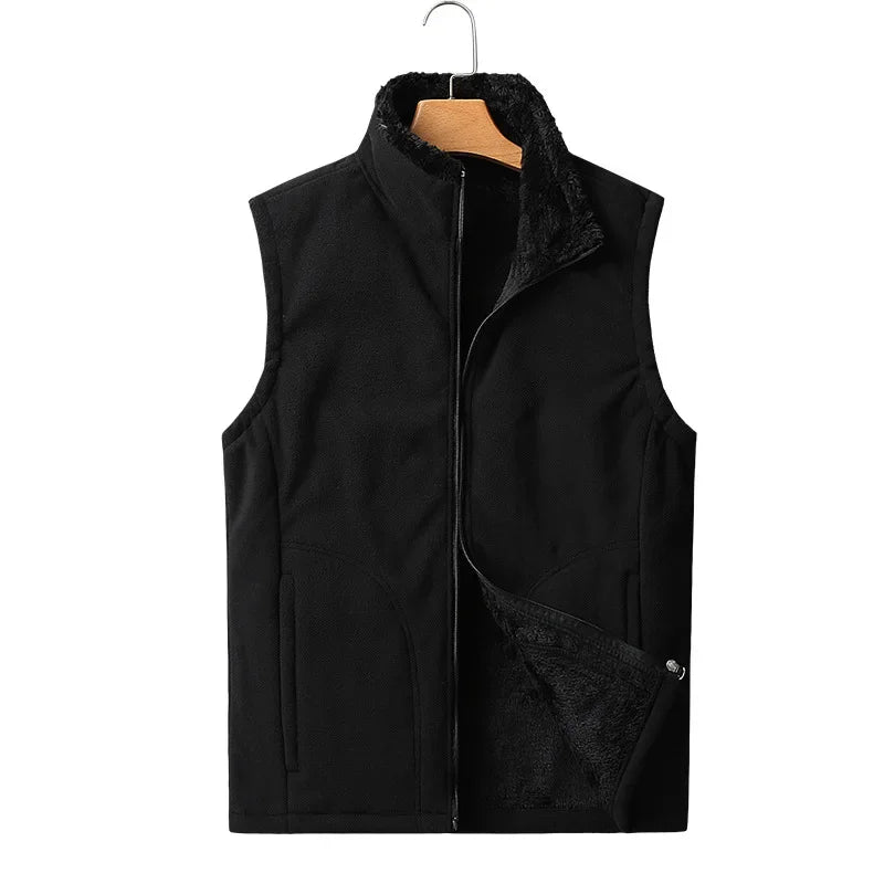 Uniseks fleecebodywarmer met teddyvoering, opstaande kraag en ritssluiting