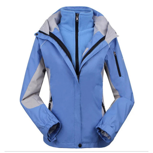 Damen 3-in-1 Outdoorjacke mit Kapuze und Fleece-Innenfutter