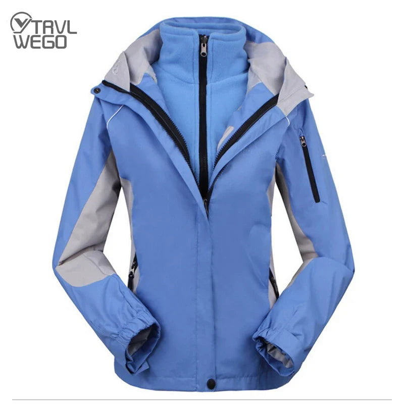 Damen 3-in-1 Outdoorjacke mit Kapuze und Fleece-Innenfutter