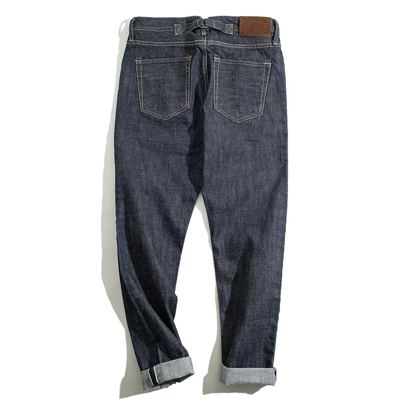 Herenjeans donkerblauw met omslag en achterzakken