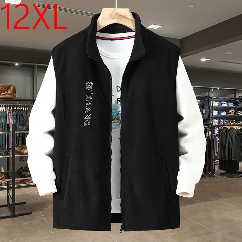 Herren Fleece Weste mit Stehkragen Reißverschluss Taschendetails
