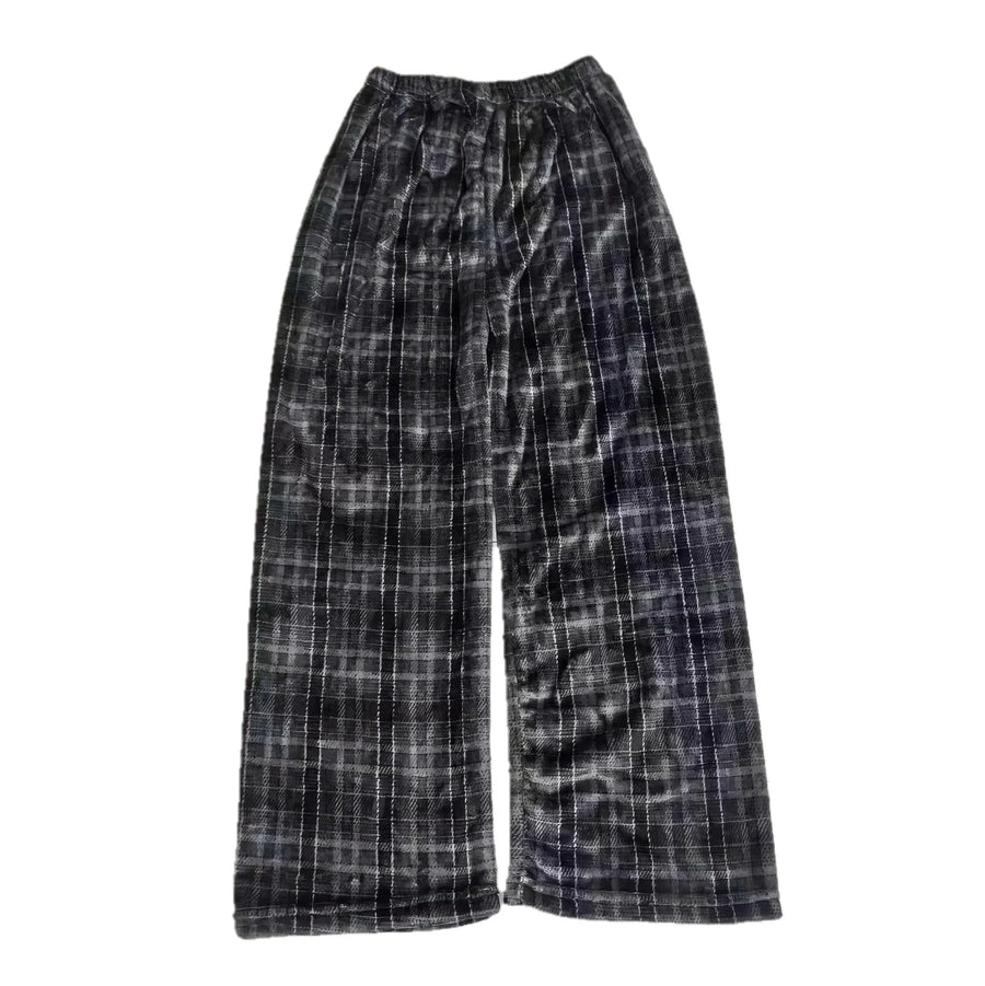 Geruite loungewearbroek voor dames met wijde pijpen in zwart-wit