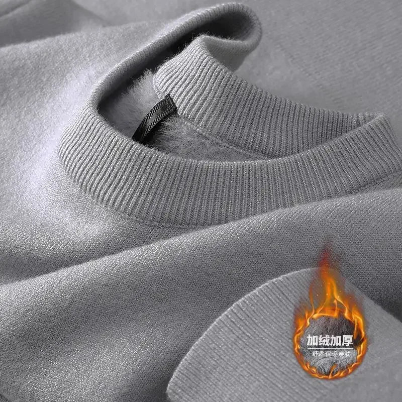 Unisex trui met lange mouwen en fleecevoering – coltrui of ronde hals