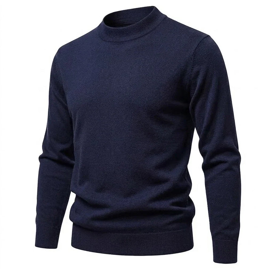 Heren trui met mock neck, geribde col en casual gebreid ontwerp