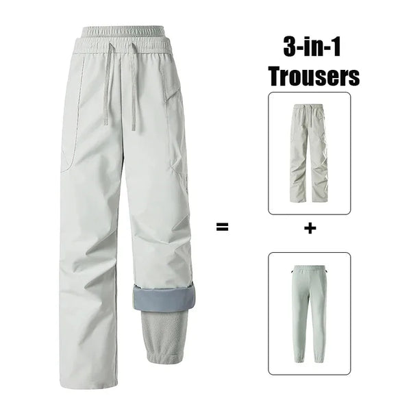 3-in-1-Hose mit Fleecefutter, gefütterte Outdoor-Hose für Damen
