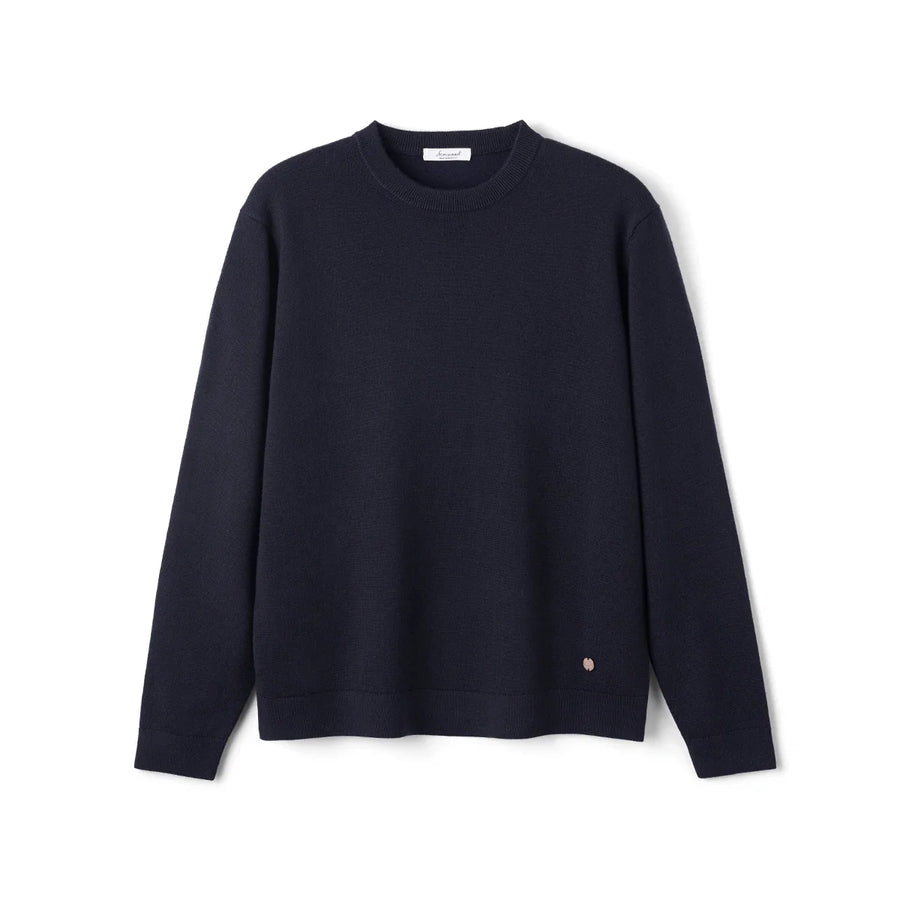 Unisex pullover met ronde hals, fijngebreid, klassiek