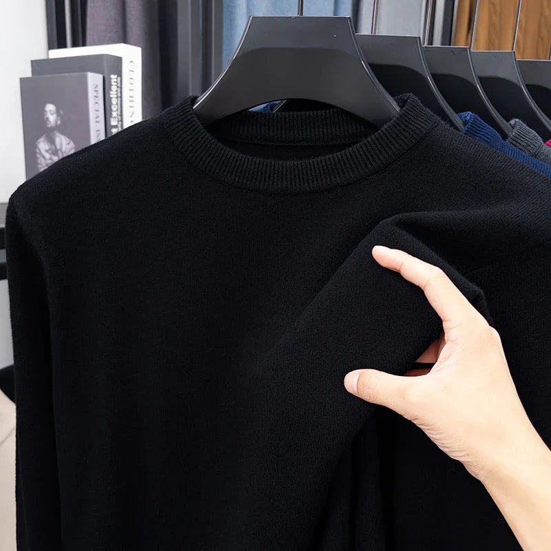 Unisex basic trui met ronde hals, lange mouwen en breisel