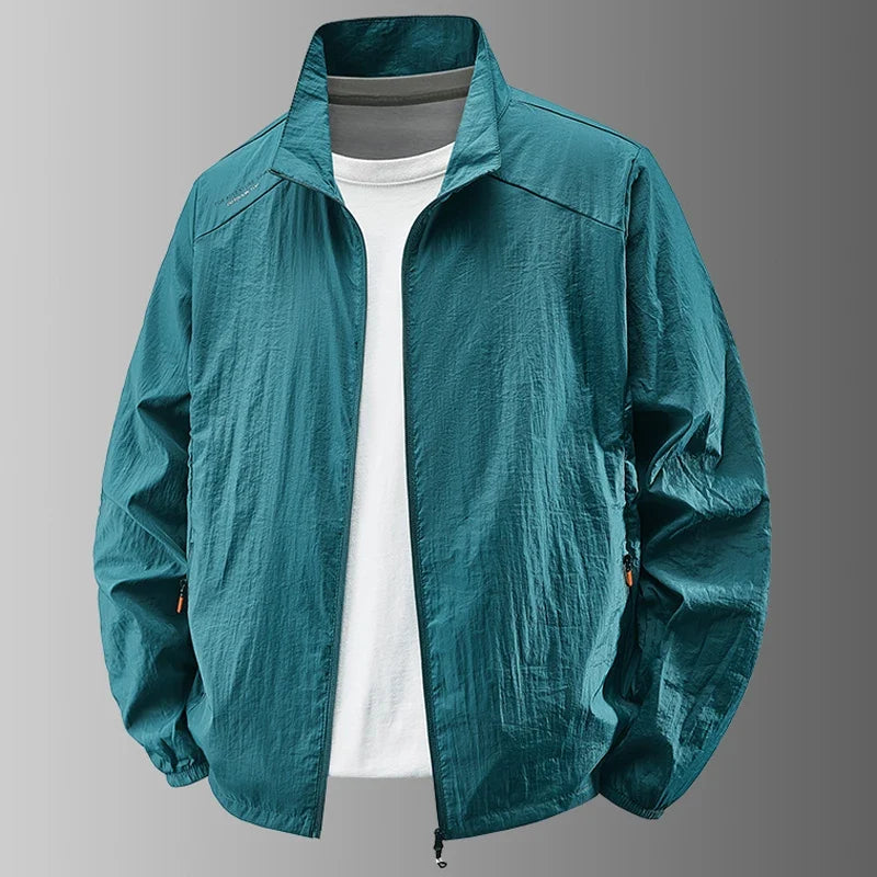 Leichte Herren Windjacke Stehkragen Reißverschluss Jacke Freizeit Outdoor