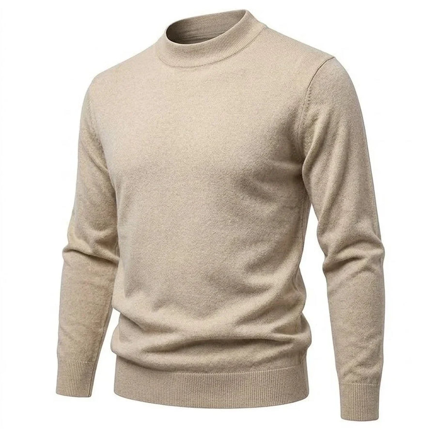 Heren trui met mock neck, geribde col en casual gebreid ontwerp