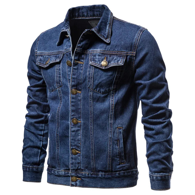 Jeansjacke Herren im Denim-Look mit Knopfverschluss und Brusttaschen