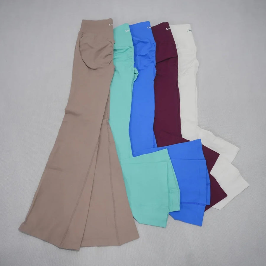 Sportieve bootcutbroek voor dames met hoge taille, elastische yogalegging, zacht