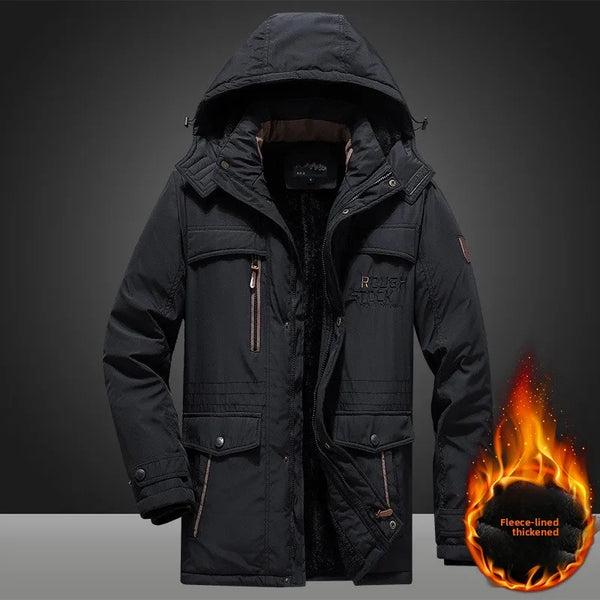 Herren Winterjacke mit Kapuze Gefüttert Mehreren Taschen