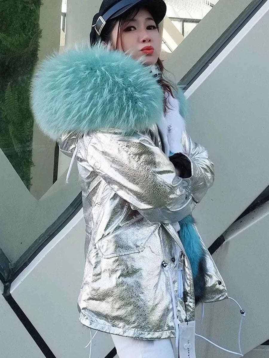 Damen Winterparka mit abnehmbarem Kunstpelzbesatz und Futter