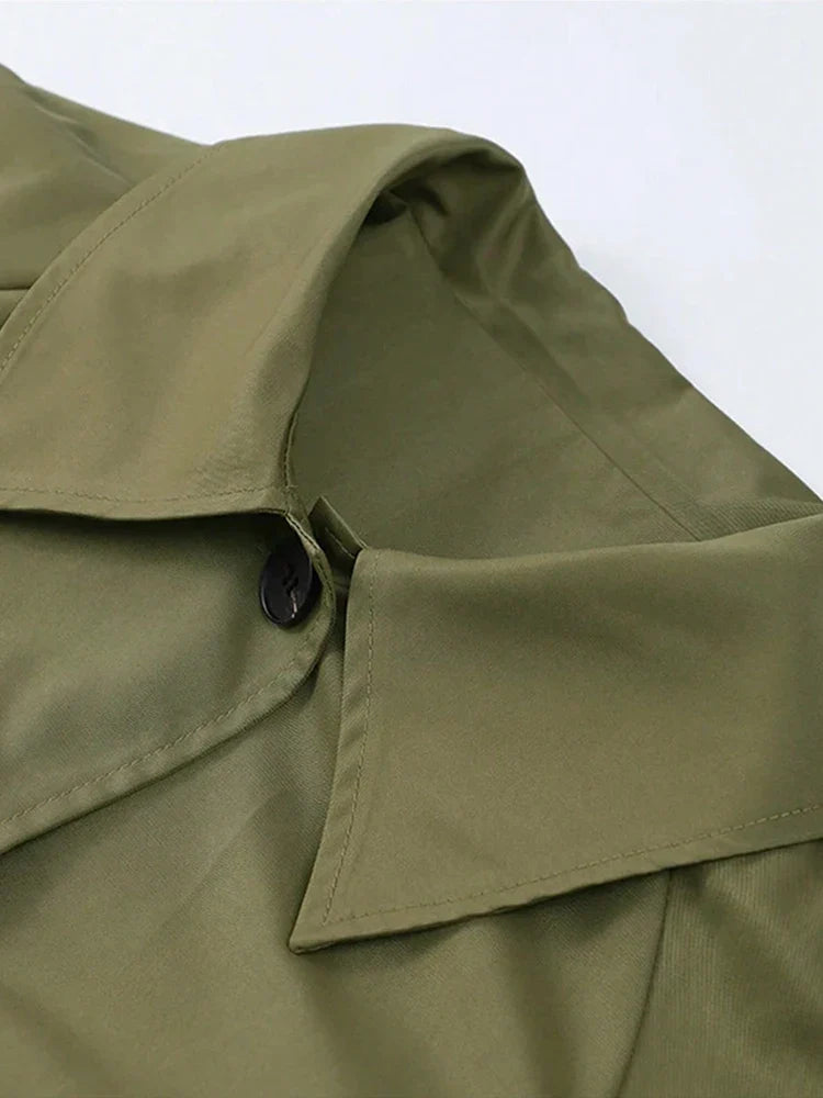 Damen Trenchcoat mit Gürtel Karofutter Langarm Regenmantel