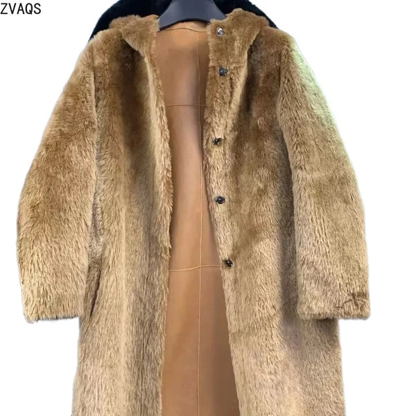 Brauner Wende-Kurzmantel mit Kapuze für Damen