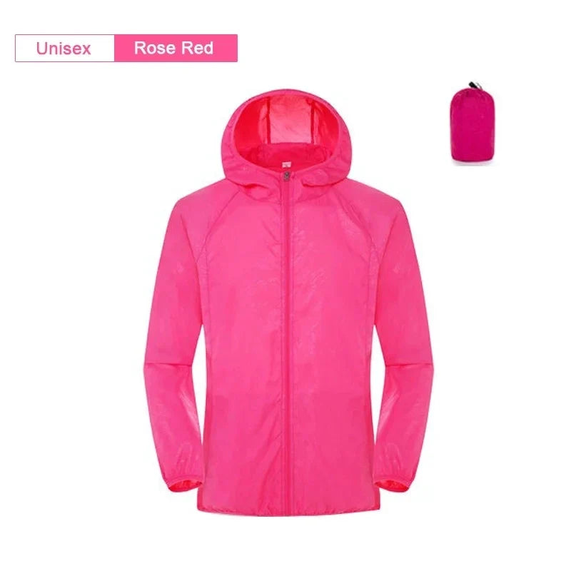 Leichte Kapuzenjacke Windbreaker Faltbar mit Reißverschluss Sportlich Unisex