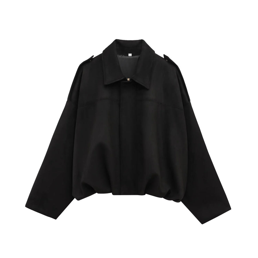Damen Bomberjacke Crop Design mit Kentkragen und weiten Ärmeln in verschiedenen Farben