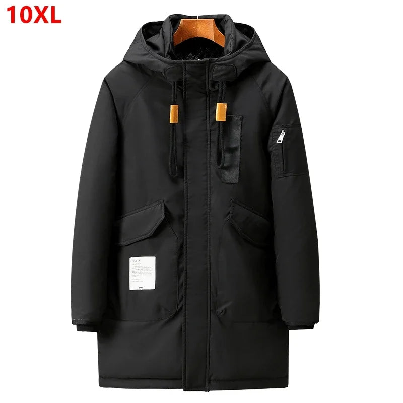 Herren Winterparka mit Kapuze - Langer Wintermantel in Schwarz oder Grün