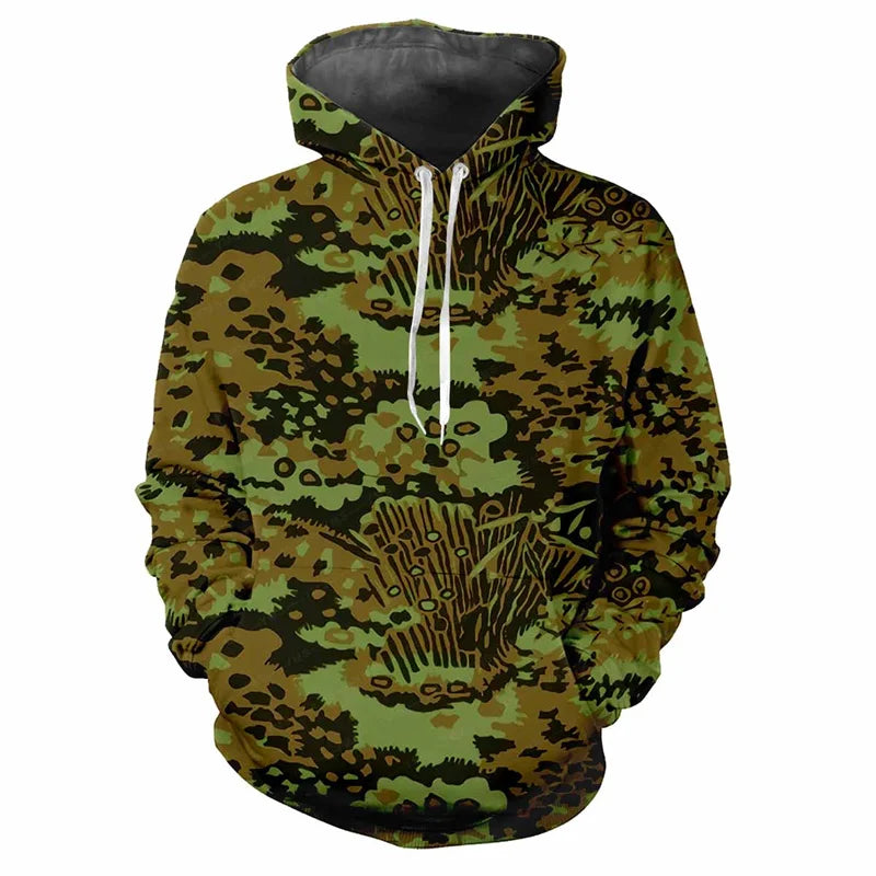 Hoodie met capuchon, camouflagepatroon, kangoeroezak, unisex
