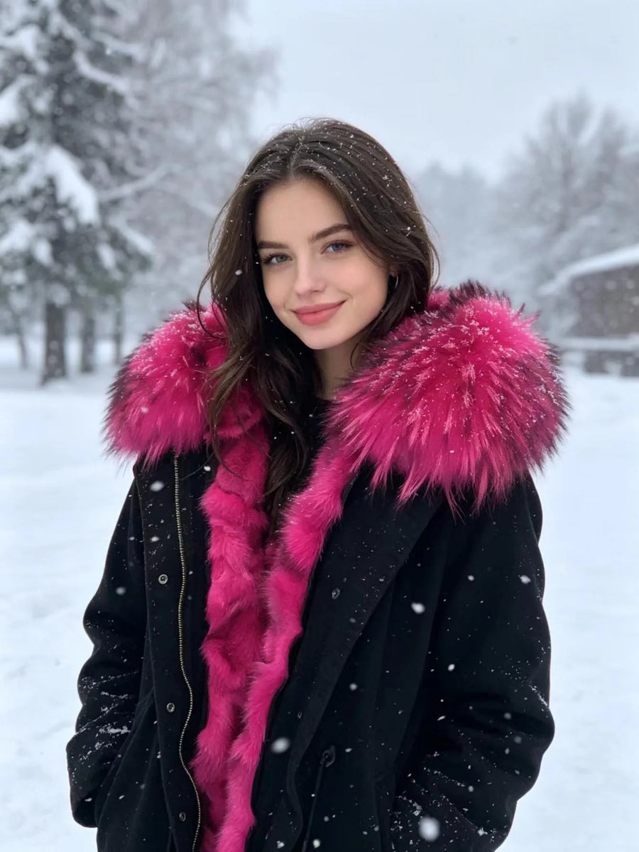 Damen Winterparka mit abnehmbarem Kunstpelzbesatz und Futter