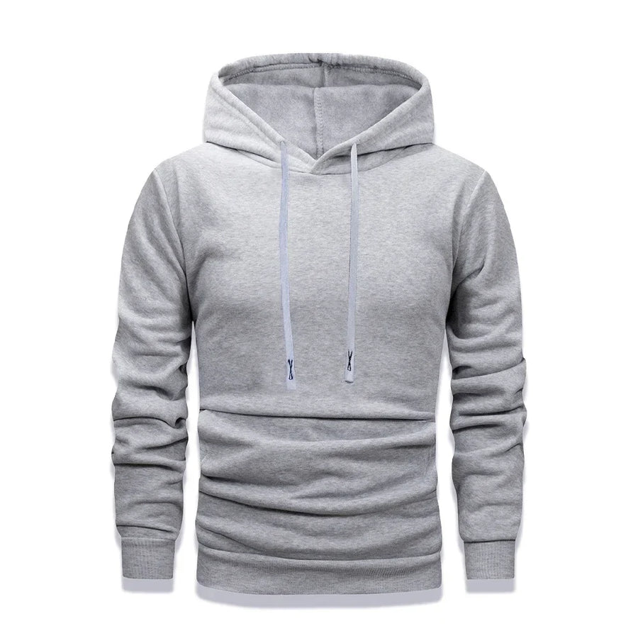 Herenhoodie met capuchon, kangoeroezak, effen kleur