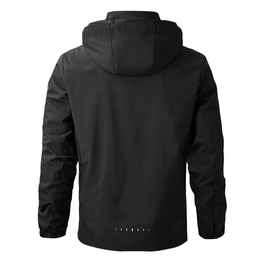Unisex Outdoorjacke mit Kapuze und Reißverschluss, wasserabweisend