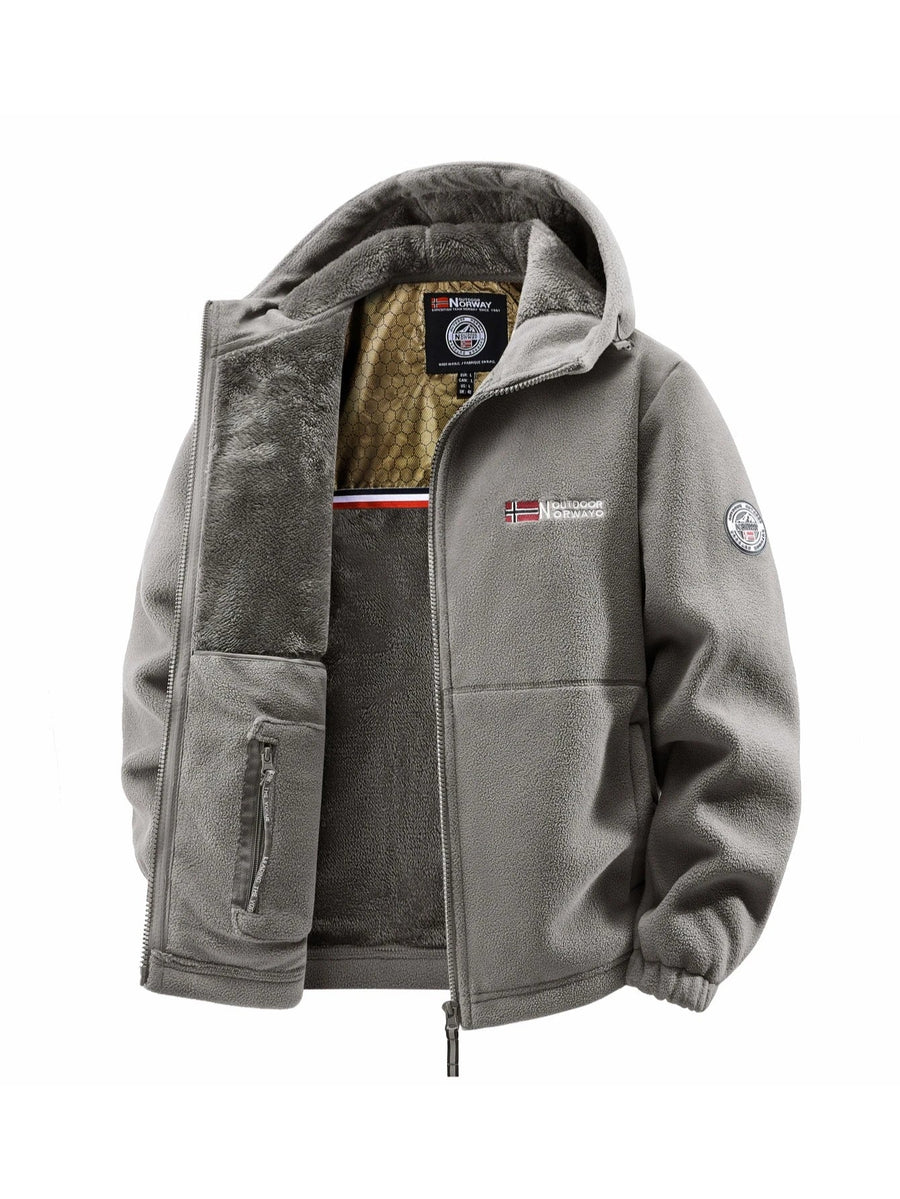 Herren Winter Fleecejacke mit Kapuze und Reißverschluss, gefüttert