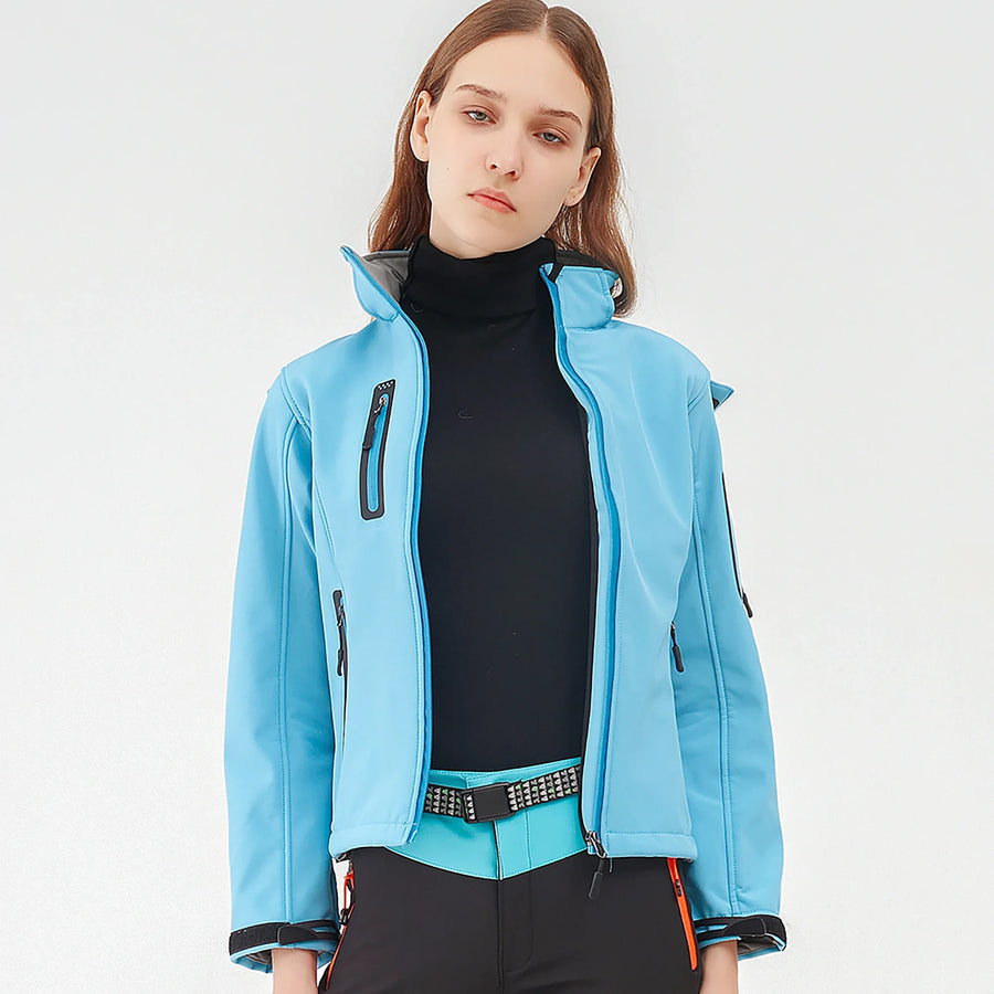 Damen Softshelljacke Wasserabweisend Atmungsaktiv Wärmeisolierend mit Reißverschluss