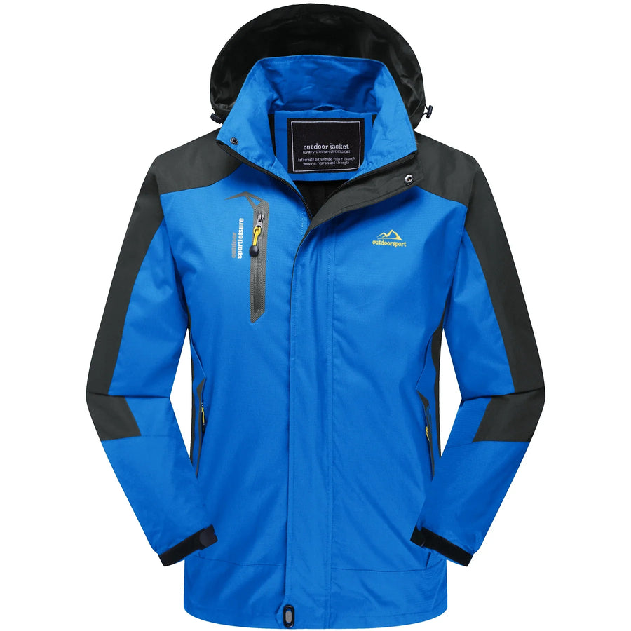 Outdoor Jacke mit Kapuze für Herren, Zweifarbig, Reißverschluss, Wasserabweisend