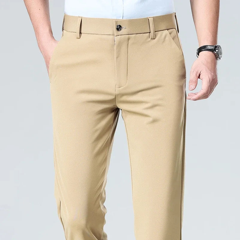 Herren Business-Hose Schwarz Gerade Passform Anzughose