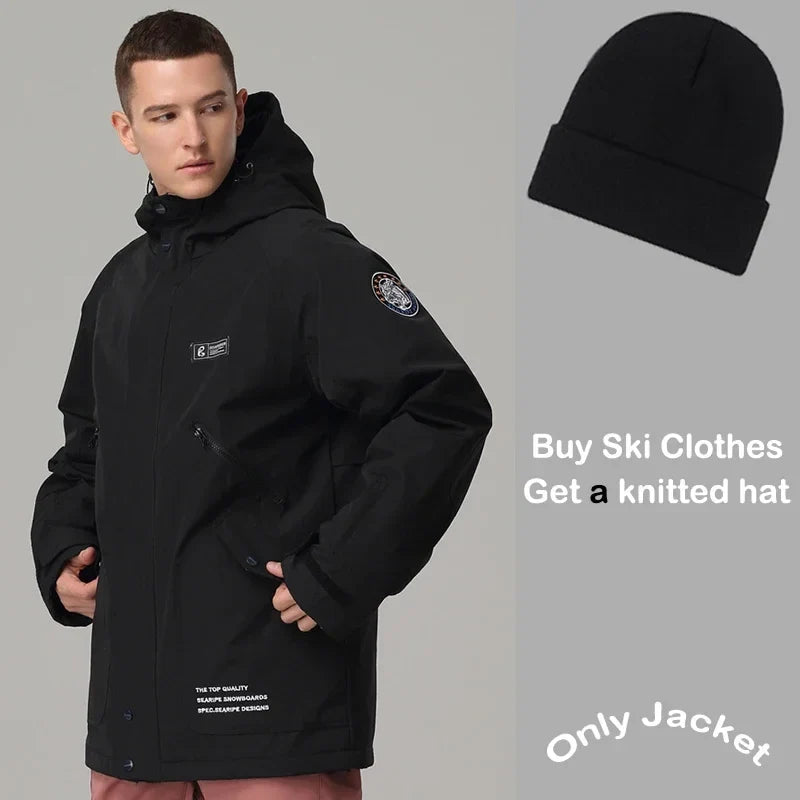 Unisex Winter Skijacke mit Kapuze & Reißverschluss – Winddichte Snowboardjacke