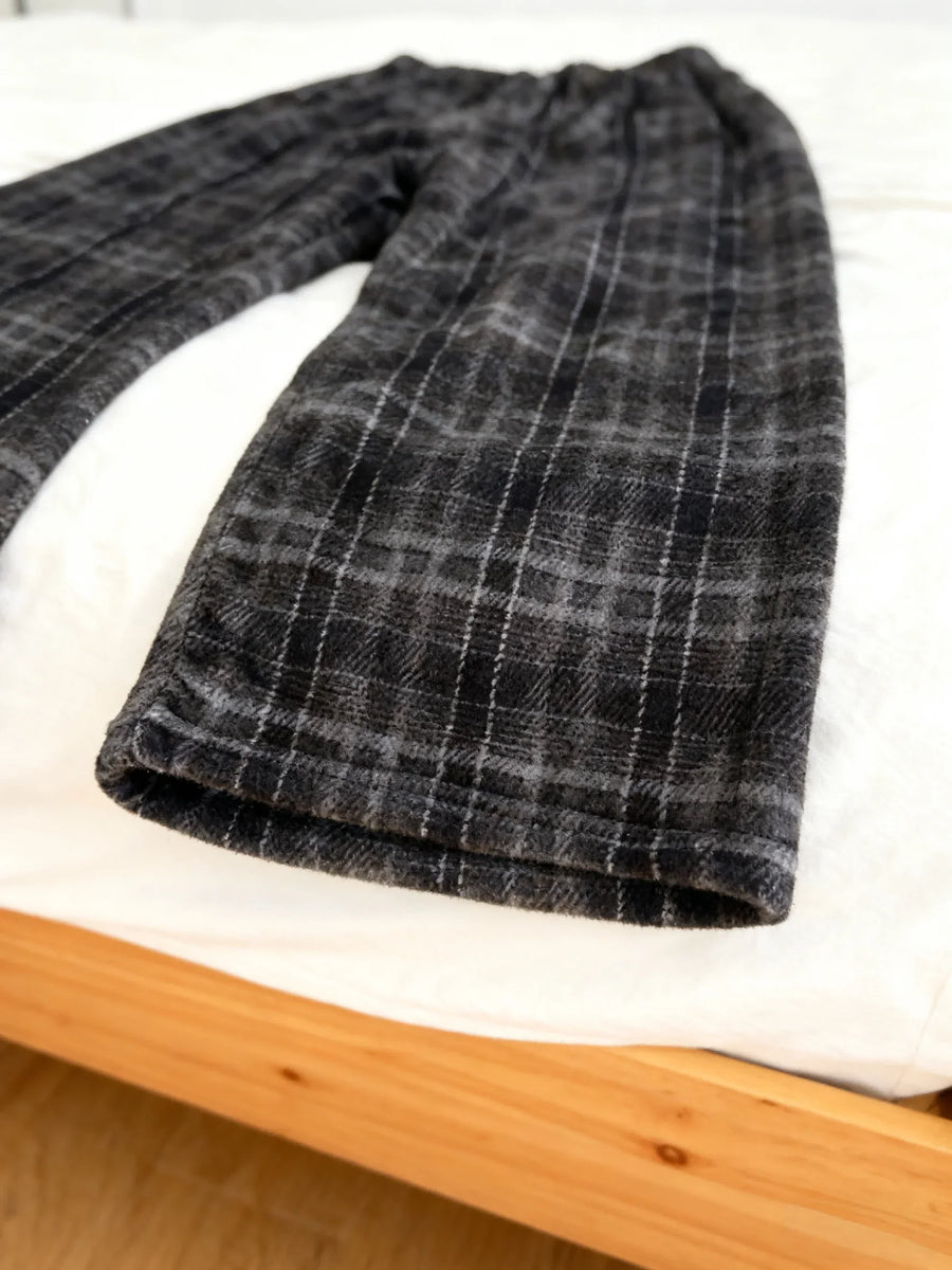 Geruite loungewearbroek voor dames met wijde pijpen in zwart-wit