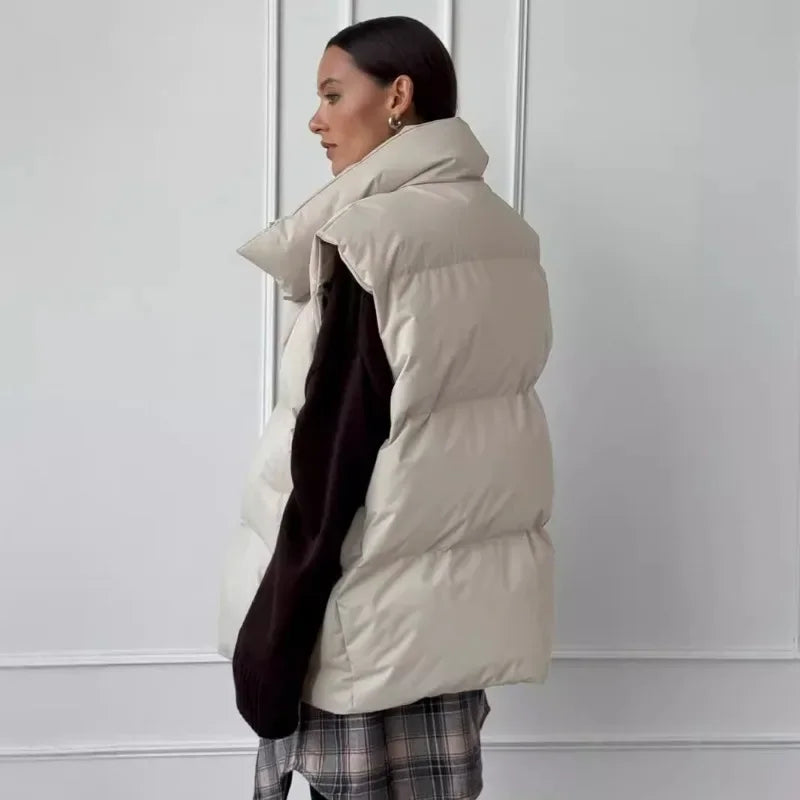 Damen Puffer Weste mit hohem Kragen und Reißverschluss