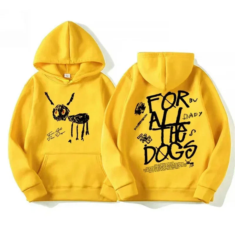 Hoodie met capuchon en kangoeroezak, grafische print voor- en achterop, unisex