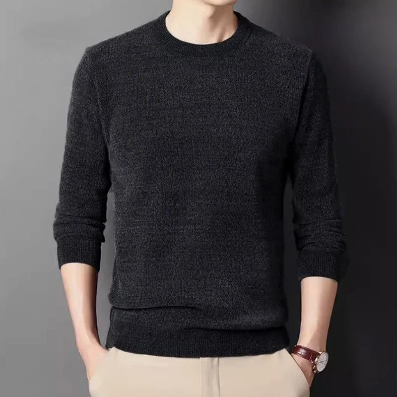 Herren Rundhals Pullover Langarm Fleece-Futter