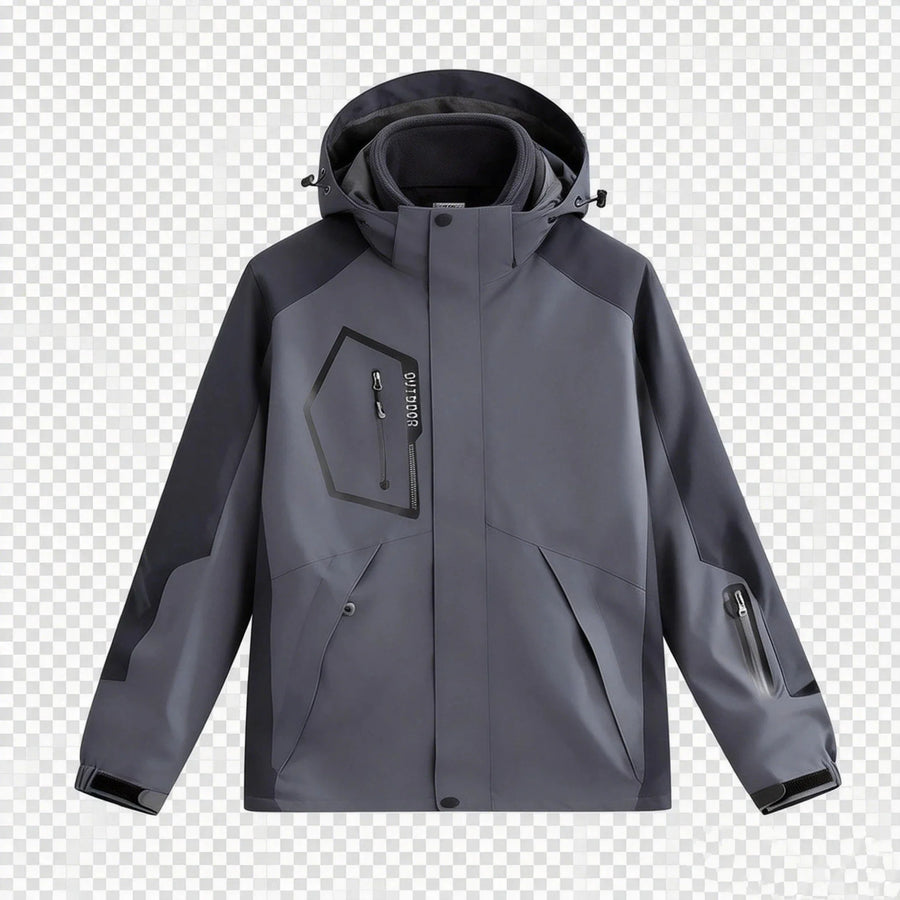 Unisex Outdoor Jacke 3-in-1, Wasserdicht mit Kapuze, Mehrere Taschen, Funktionsjacke