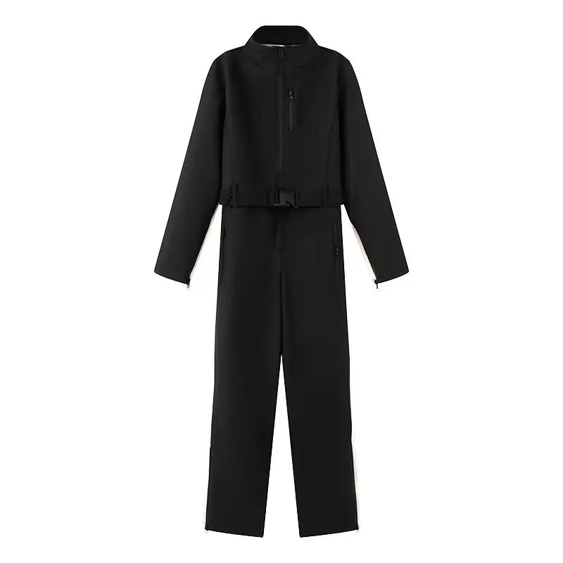 Damen Daunenjacke mit Kapuze und Gürtel, Schwarz