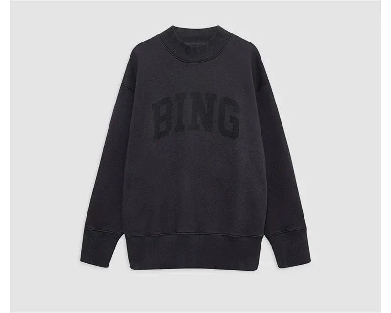 Grijs oversized damessweatshirt met ronde hals en logo-applicatie