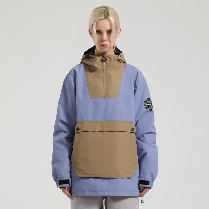 Unisex Anorak Jacke mit Kapuze & Kängurutasche – Wasserdicht aus Synthetik