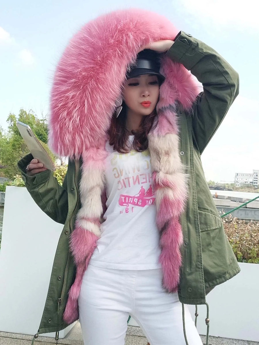 Damen Winterparka mit abnehmbarem Kunstpelzbesatz und Futter