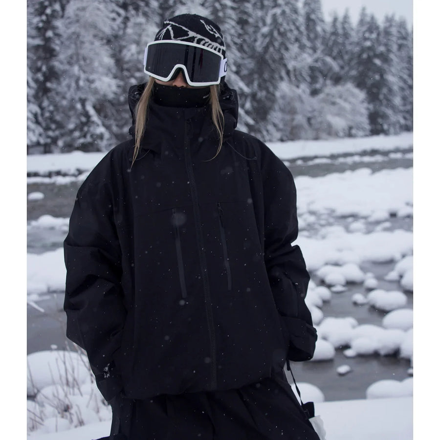 Unisex Winterjacke mit Kapuze für Snowboard und Ski, wasserabweisend, Pink