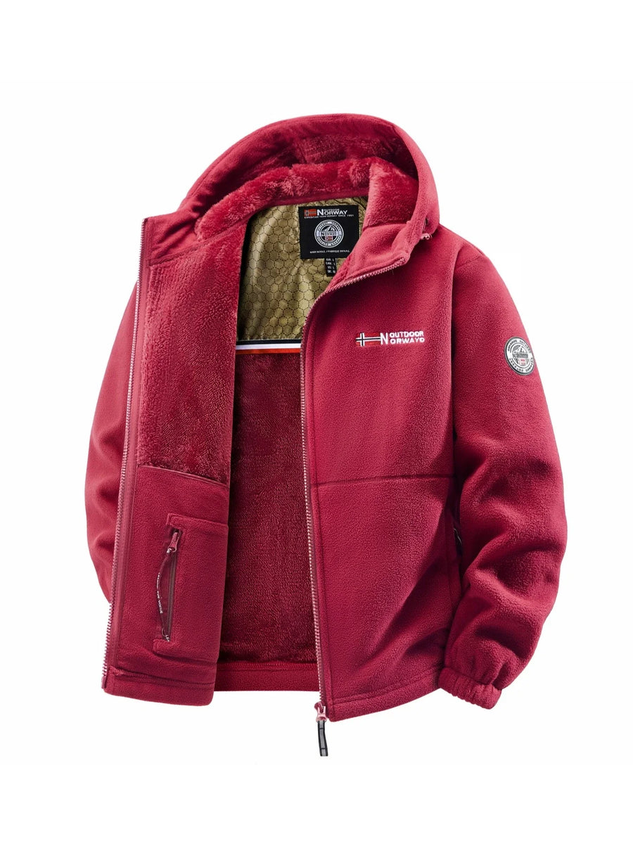 Herren Winter Fleecejacke mit Kapuze und Reißverschluss, gefüttert