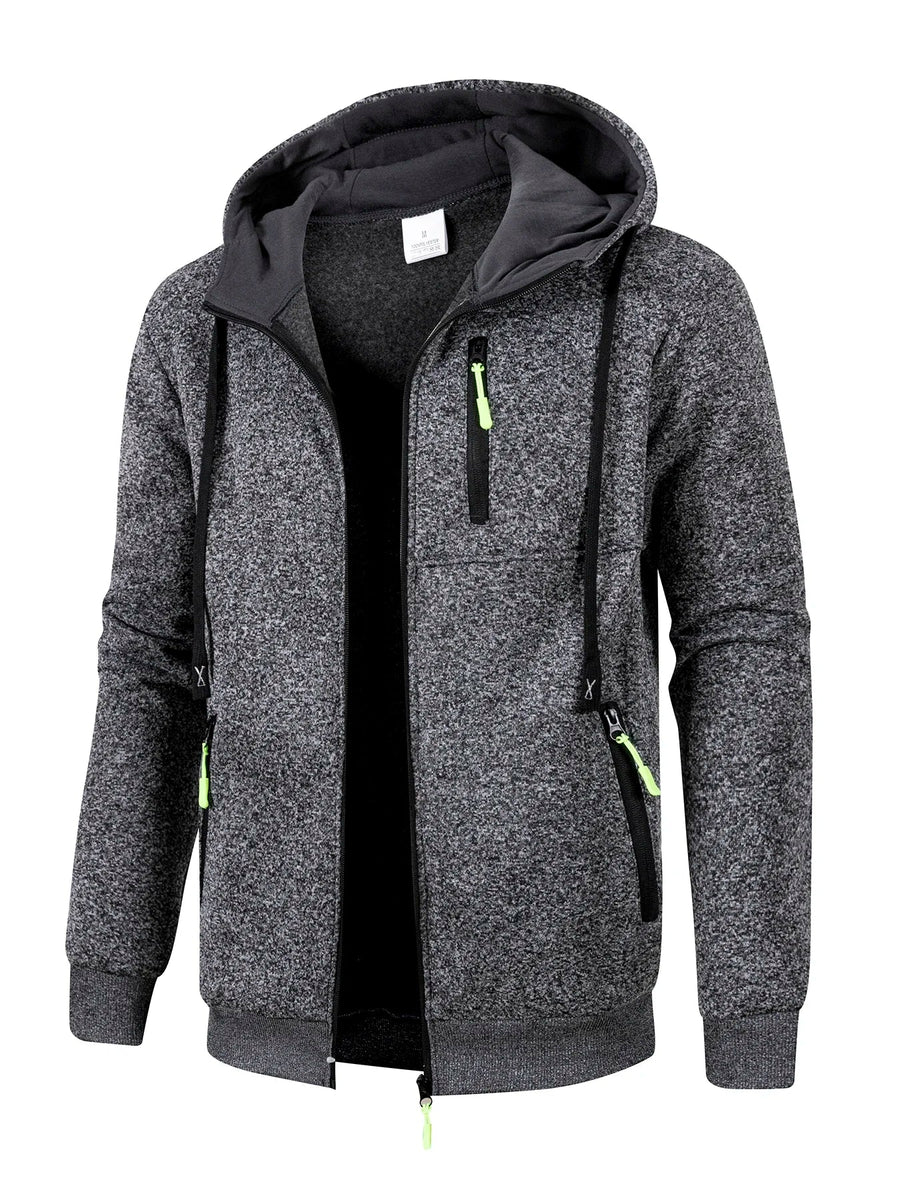 Herren Kapuzenpullover mit Reißverschluss und warmem Futter