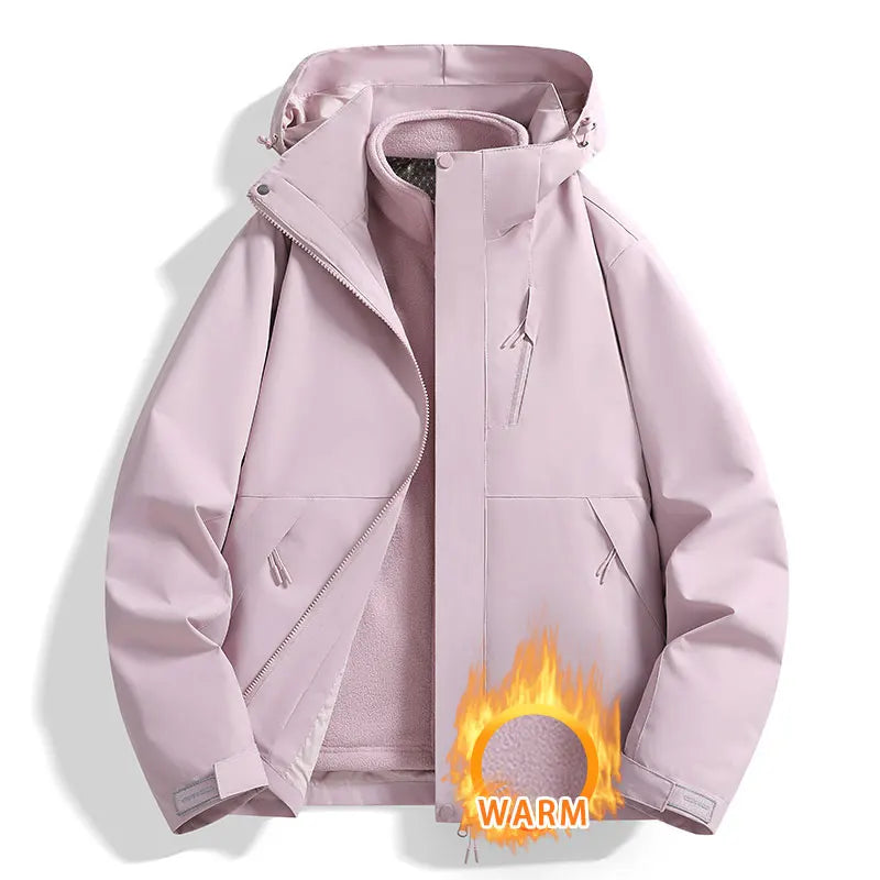 3-in-1 Jacke Unisex Wasserdicht Winddicht Winterjacke mit Fleece-Innenfutter Kapuze