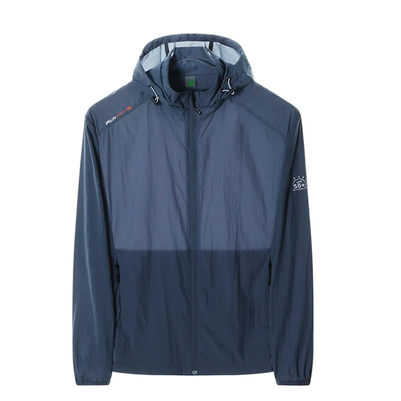 Leichte Kapuzenjacke Windbreaker für Herren, atmungsaktiv, mit Reißverschluss