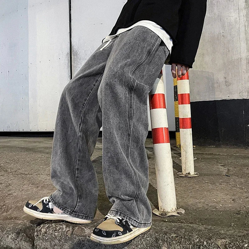 Loose Fit Jeans Herren Weites Bein Lässige Freizeithose Straight Leg