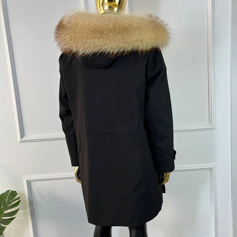 Herren Winterparka Schwarz mit Plüschfutter Kapuze