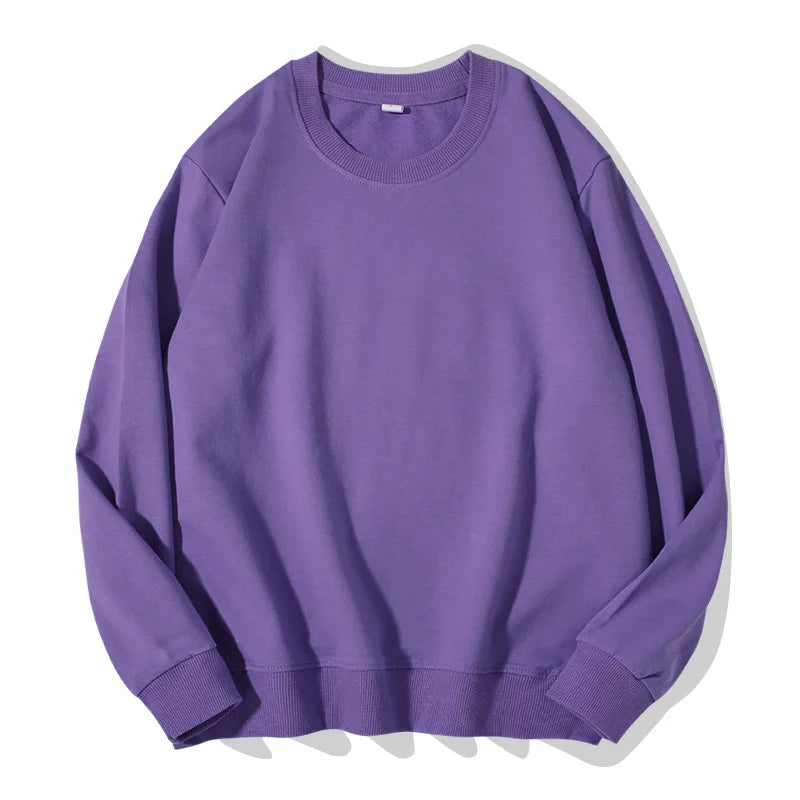 Unisex basic sweatshirt met ronde hals, lange mouwen, effen, geribde boorden, casual trui